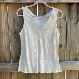 Cream / White linen sleeveless top